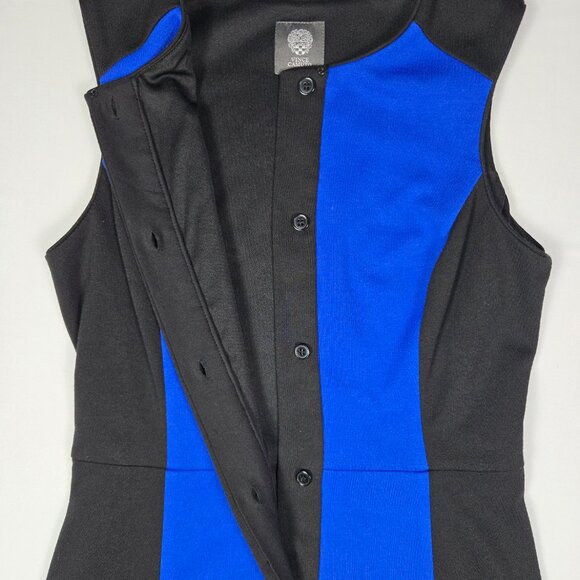 Vince Camuto Blue Black Colorblock Fit & Flare Dress Sz 2 Sleeveless Minimalist - Picture 12 of 15